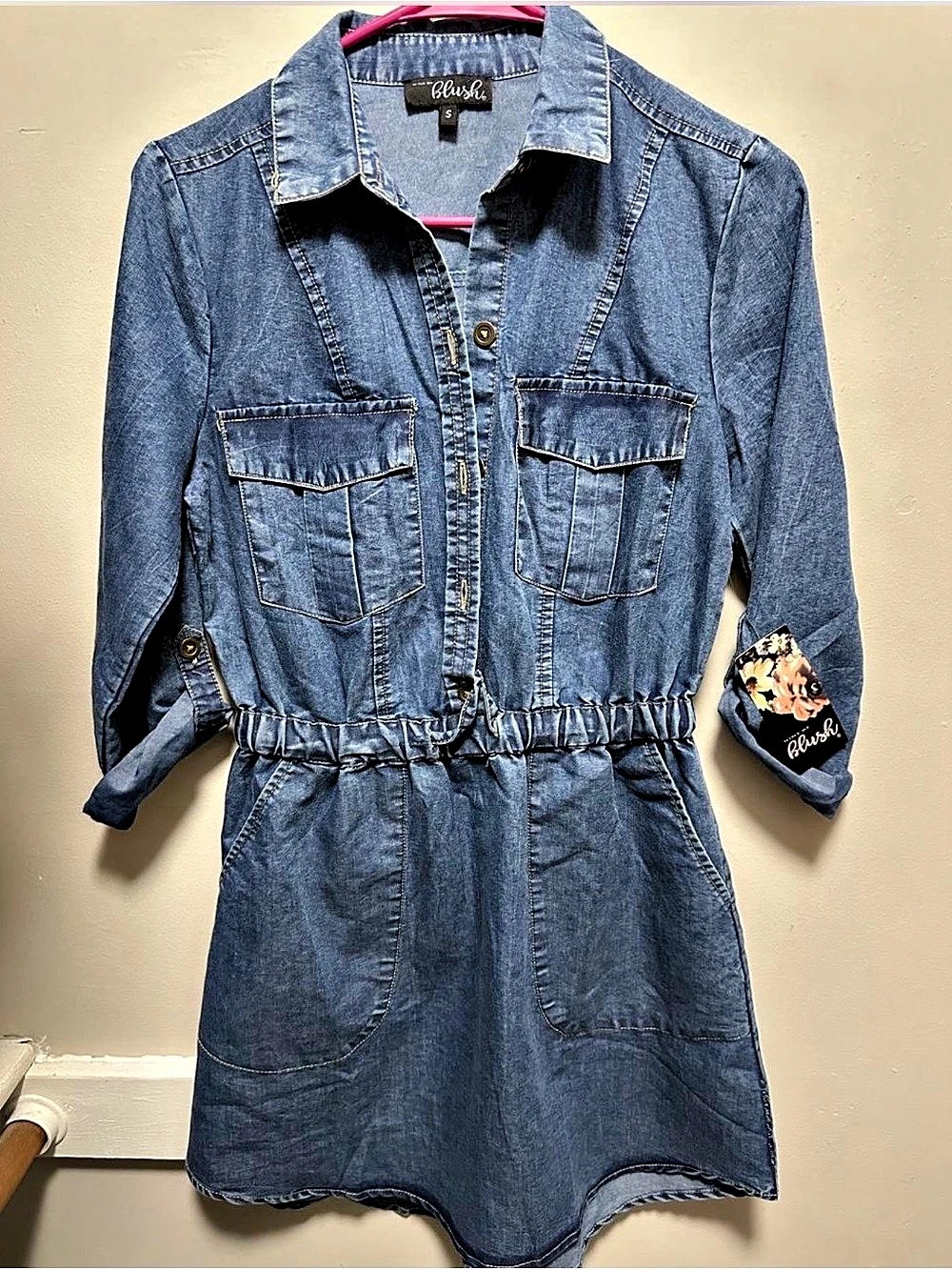 BluSh Denim Shirt Dress Size Small NWT